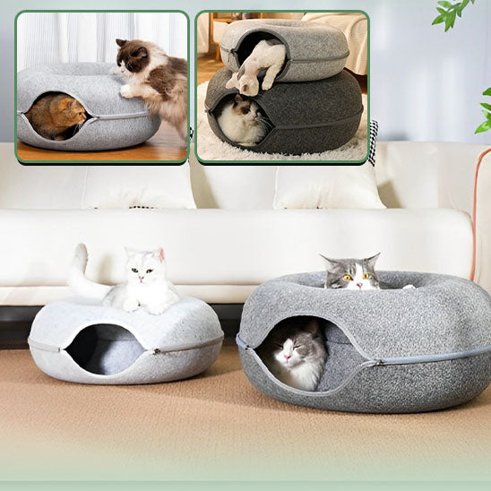 Niche pour chat | DonutHaven™ - Gris