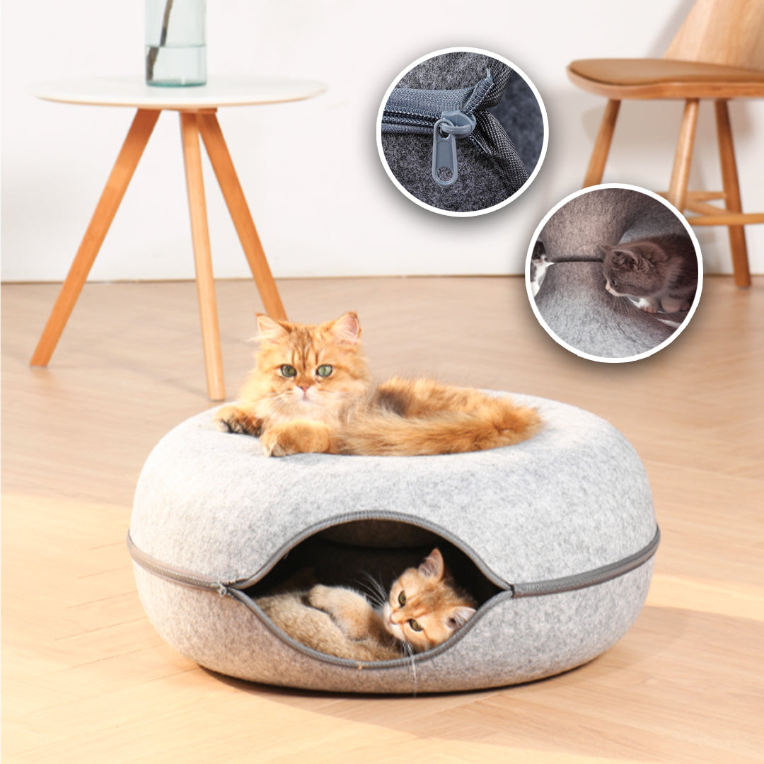 Niche pour chat | DonutHaven™ - Gris