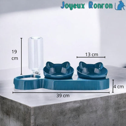 Gamelle chat surélevée | MiaouBols™ - Bleu