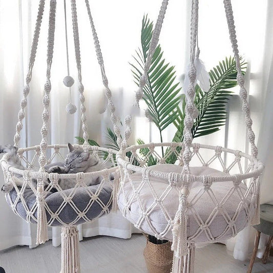 Hamac suspendu en Macrame - Joyeux Ronron