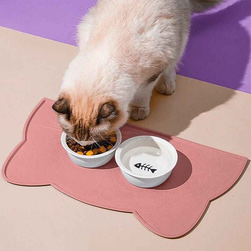 Tapis gamelle chat | TapisFood™ - Joyeux Ronron